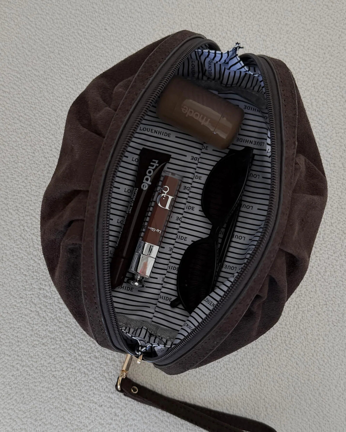 Sarski Suedette Makeup Bag - Chocolate