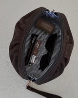 Sarski Suedette Makeup Bag - Chocolate