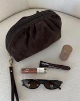 Sarski Suedette Makeup Bag - Chocolate