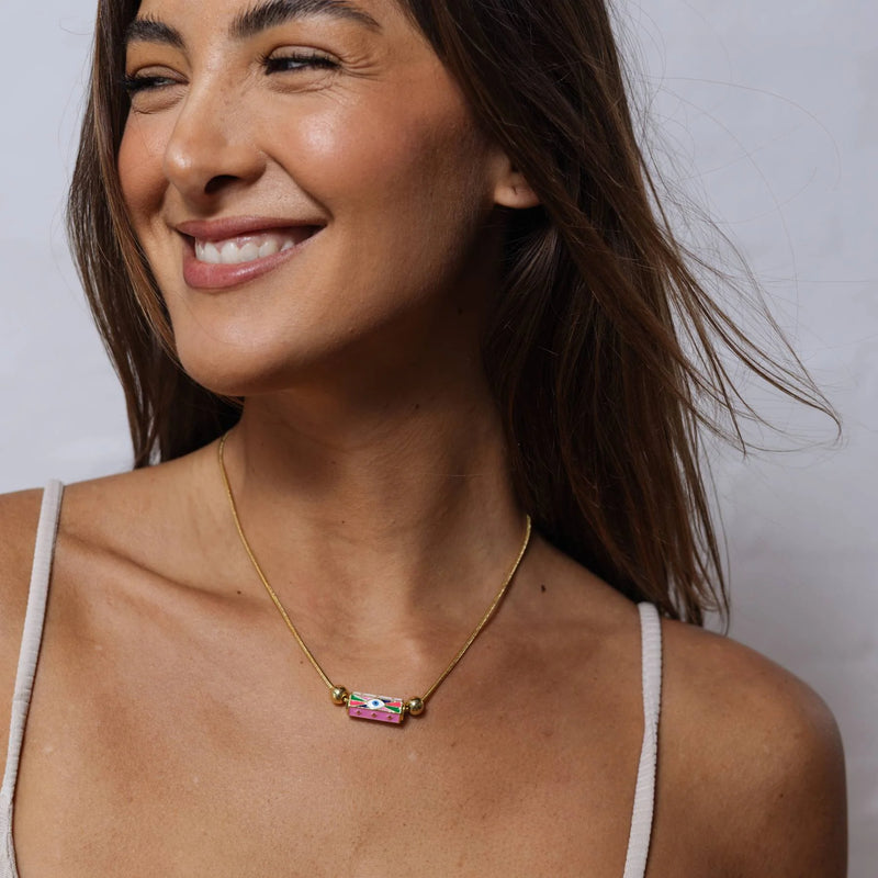 Snake Chain Necklace Multicolored Eye