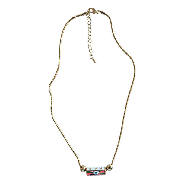 Snake Chain Necklace Multicolored Eye