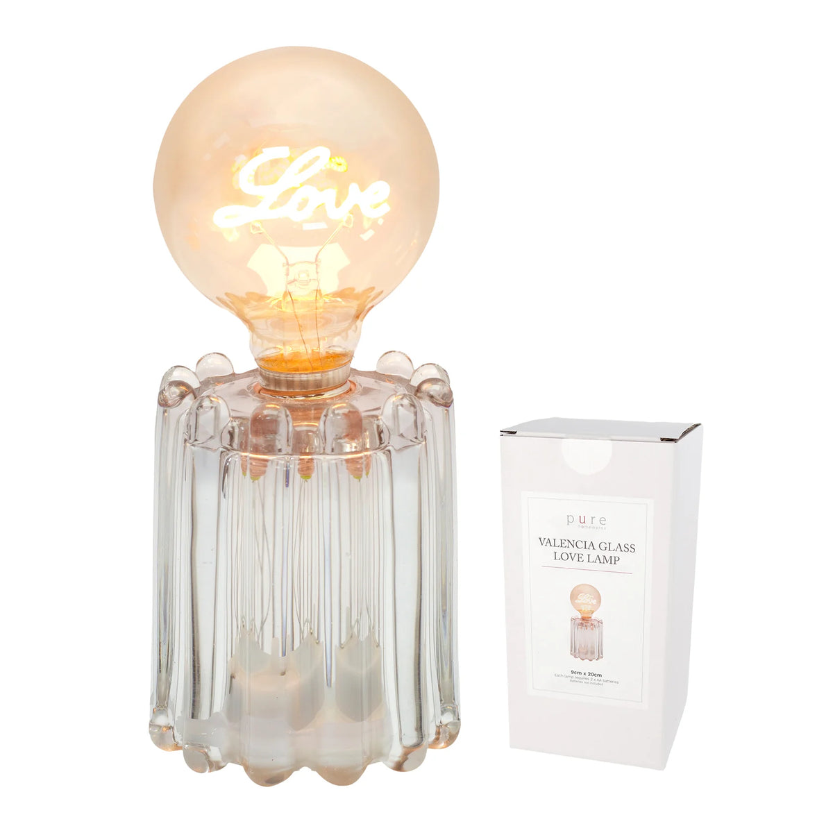 Valencia Glass LED Love Lamp in grey