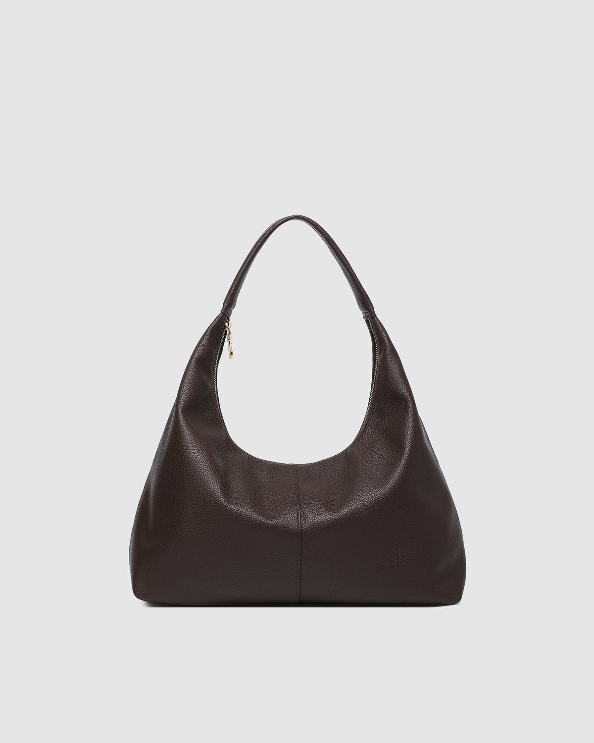 Valentina chocolate slouch shoulder bag with zip closure