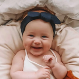 Navy merino wool baby headband topknot soft winter accessory