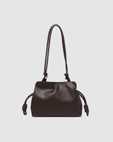 Chocolate convertible clutch and crossbody handbag